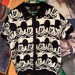 Vintage like Y2K Disney Mickey Mouse All Over Print Knit button down shirt 2XL